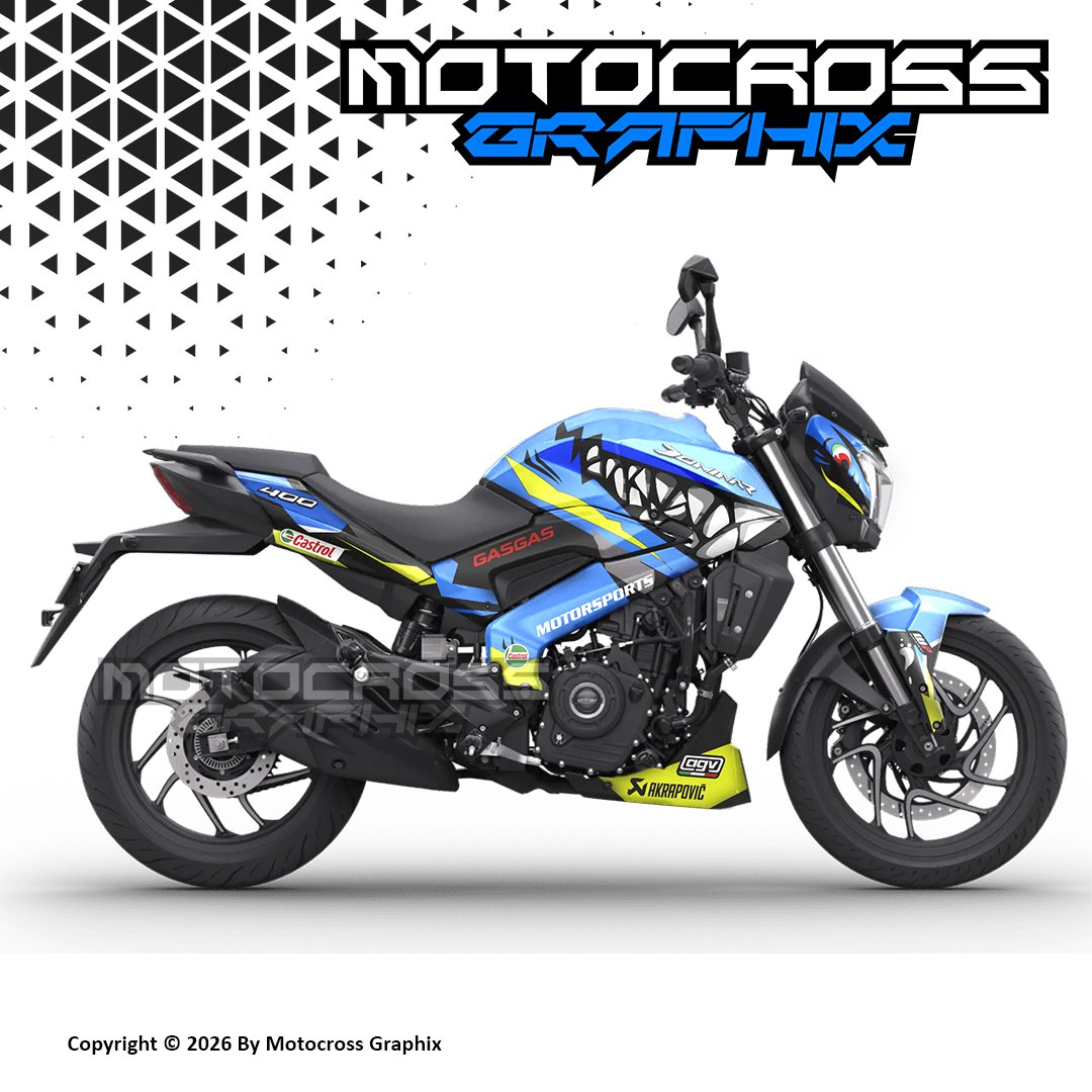5 (3) Bajaj Dominar Graphic Sticker Kit | Sharky | - Image 1