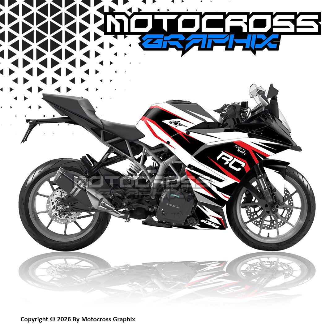 RC WHTRED KTM RC 125 /200/390 WtRed Stripe Graphic Sticker Kit - Image 1