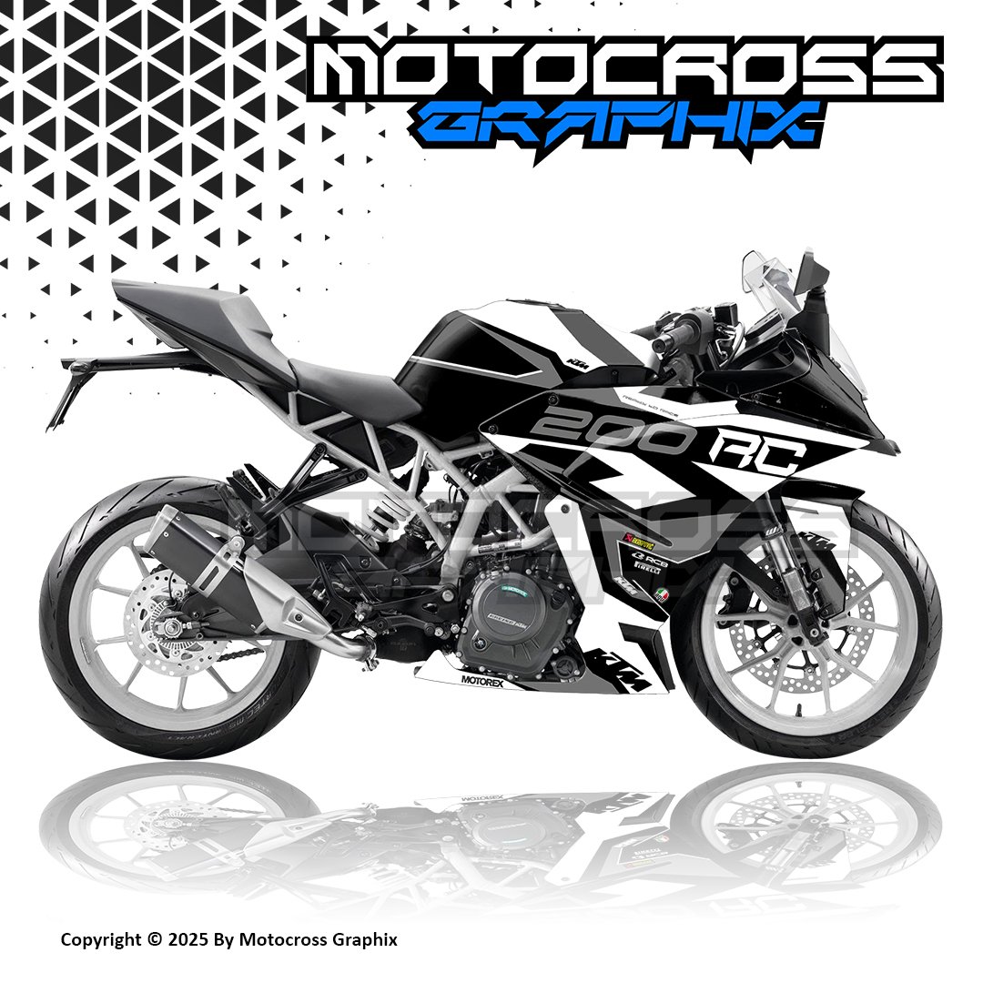 da KTM RC 125 /200/390 Blackwhite Graphic Sticker Kit - Image 1