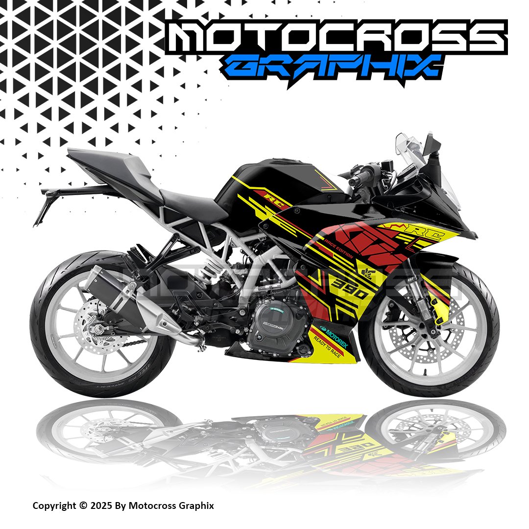 fdv KTM RC 125 /200/390 RedYellow Graphic Sticker Kit - Image 1